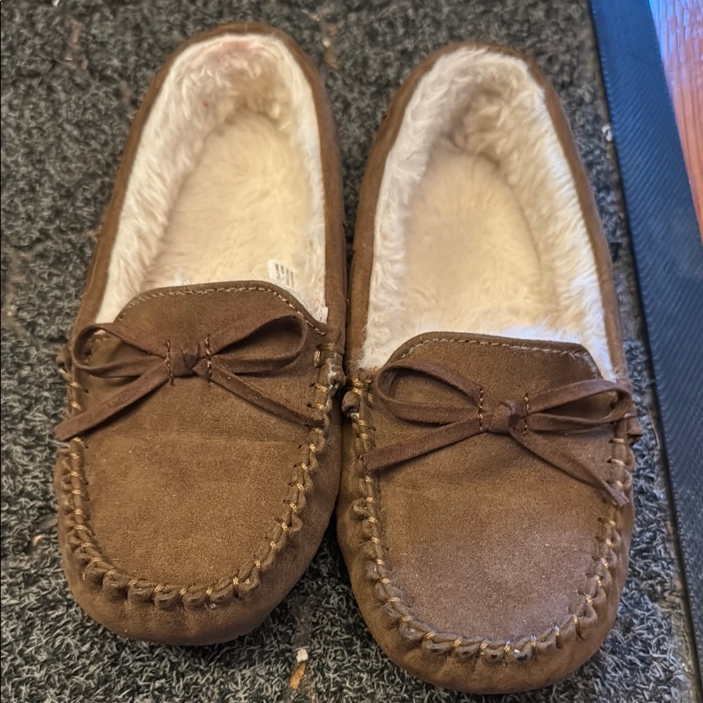 Brown Suede Moccasin Slippers